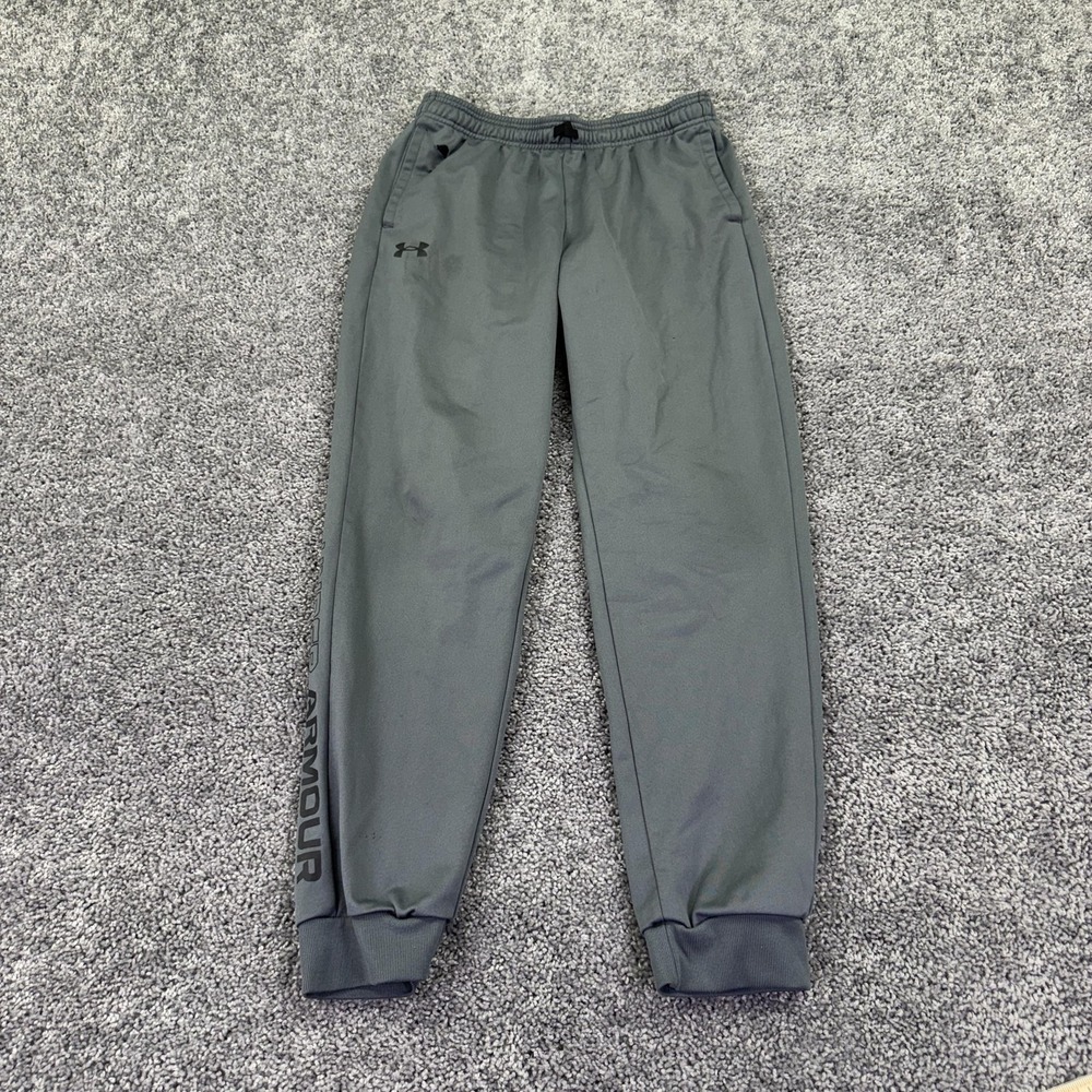 Under Armour Pants Kids XL Gray Jogger Elastic Waist Athletic Gym Basketball